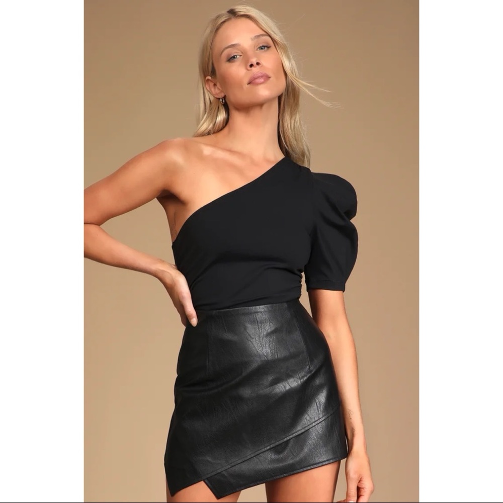 Free People Black One-Shoulder Bodysuit